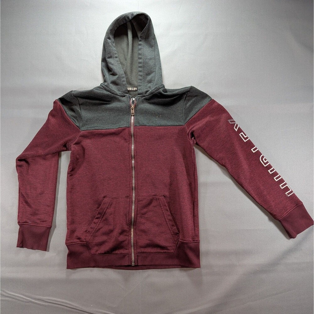 Hurley Maroon Boys Zip Up Jacket Size Large